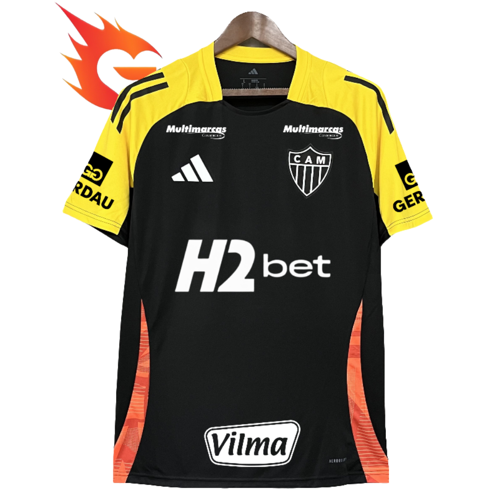 Camisa Atlético Mineiro 25/26 Treino - Todos os Patrocínios - Preta - Versão Torcedor
