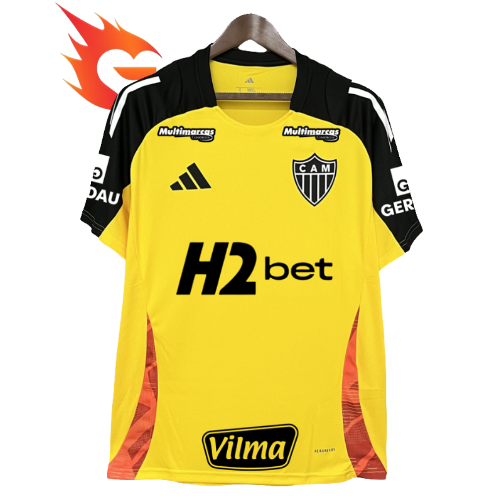 Camisa Atlético Mineiro 25/26 Treino Amarela - Todos os Patrocínios - Versão Torcedor
