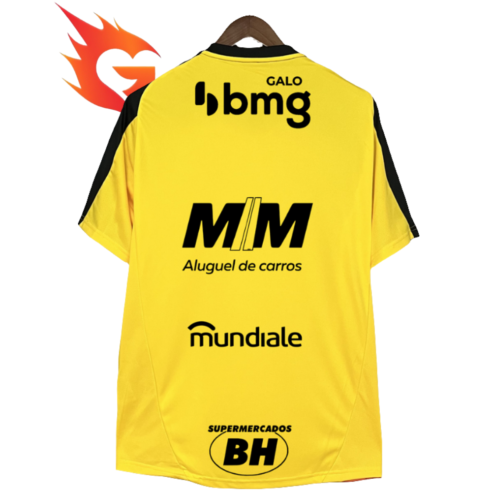 Camisa Atlético Mineiro 25/26 Treino Amarela - Todos os Patrocínios - Versão Torcedor