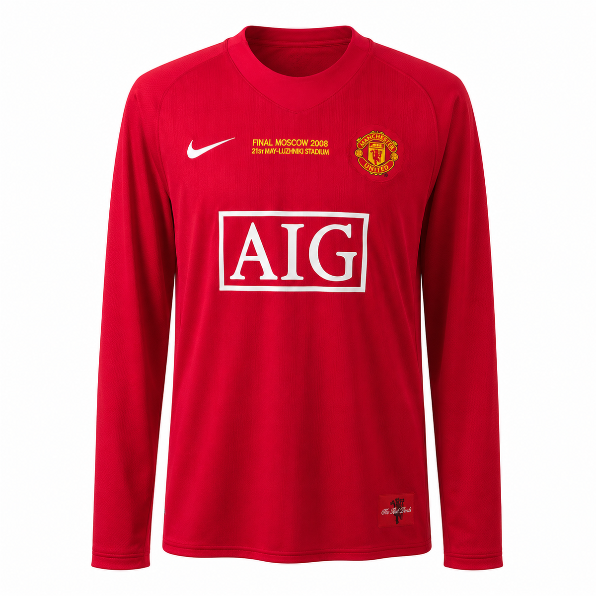 Manchester United 07/08 Home Champions League Mangas longa - Retrô