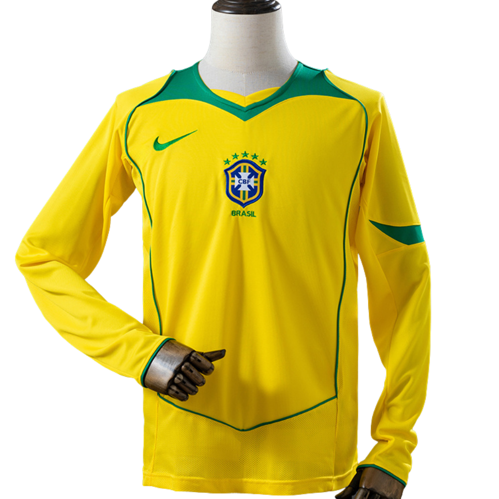 Camisa Brasil 2004 I Home - Versão Retrô Manga Longa