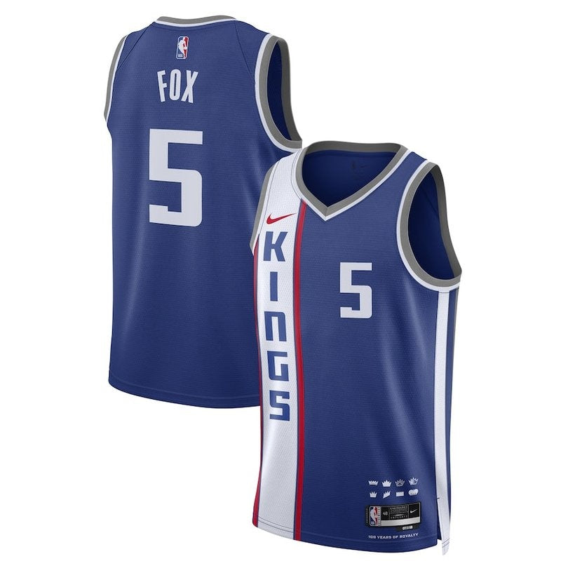 Camisa NBA De'Aaron Fox - Sacramento Kings - 23/24 - Azul - Edição Cidade
