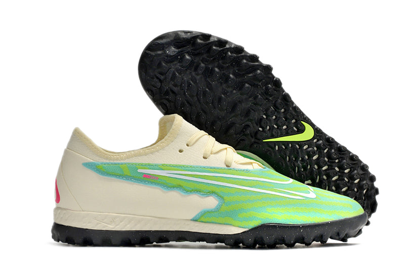 Chuteira de Campo Nike React Phantom GX Pro TF - Verde/bege