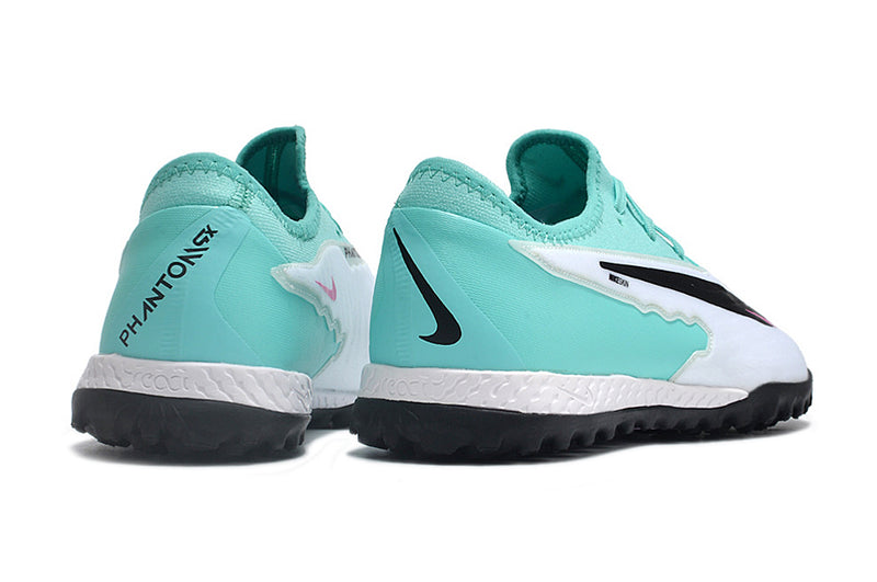 Chuteira de Campo Nike React Phantom GX Pro TF - Branco/verde agua