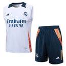 Conjunto Real Madrid Treino Camisa Regata + short 24/25 - Masculino adidas - branco (ombros brancos)