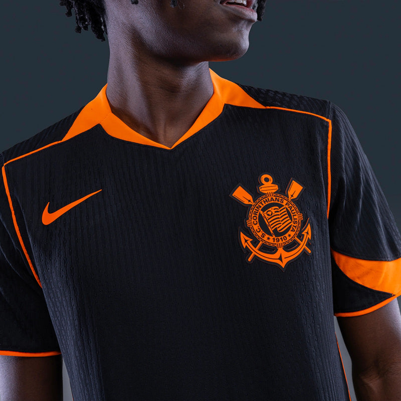 Camisa Do Timão Ill 25/26 - Torcedor Nike Masculina - Preta e Laranja