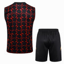 Conjunto Manchester United Treino Camisa Regata + short 24/25 - Masculino Adidas - Vermelho e preto