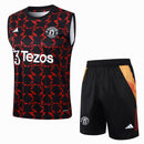 Conjunto Manchester United Treino Camisa Regata + short 24/25 - Masculino Adidas - Vermelho e preto