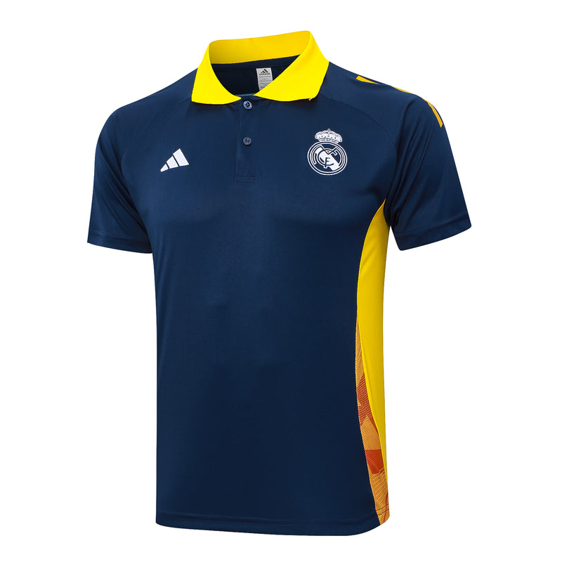 Conjunto Real Madrid Treino 24/25 - Masculino adidas - Azul Royal (gola amarela)