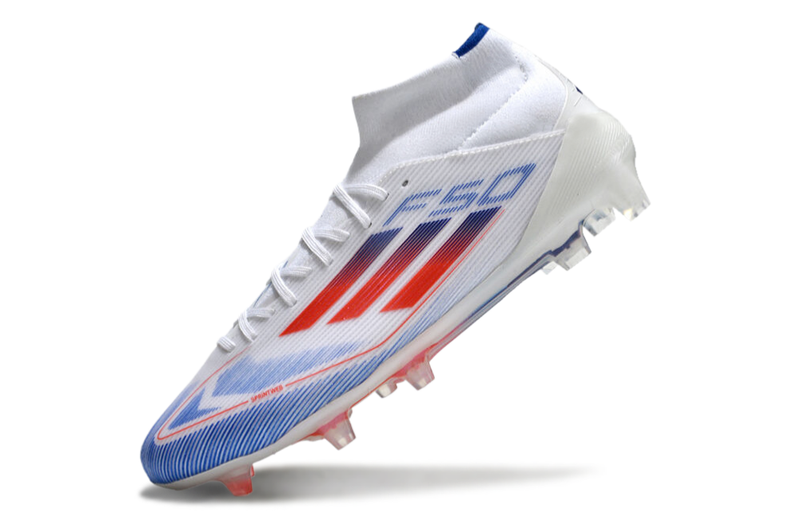 Adidas F50 Elite Mid High Top FG Football Boots - White and Blue