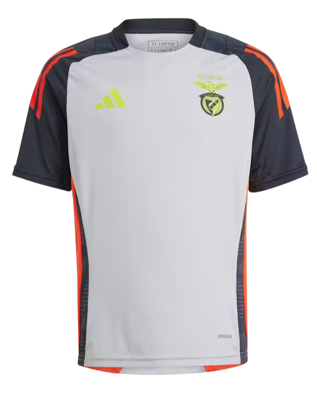 Camisa Benfica Pré-Jogo 24/25 - Torcedor Adidas Masculina - Cinza / Preto / Amarelo e Vermelho