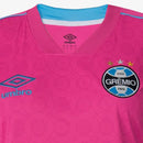 Camisa Grêmio Edição especial Outubro rosa 23/24 - Torcedor Umbro Feminina - Rosa com detalhes em azul