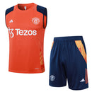 Conjunto Manchester United Treino Camisa Regata + short 24/25 - Masculino Adidas - Laranja