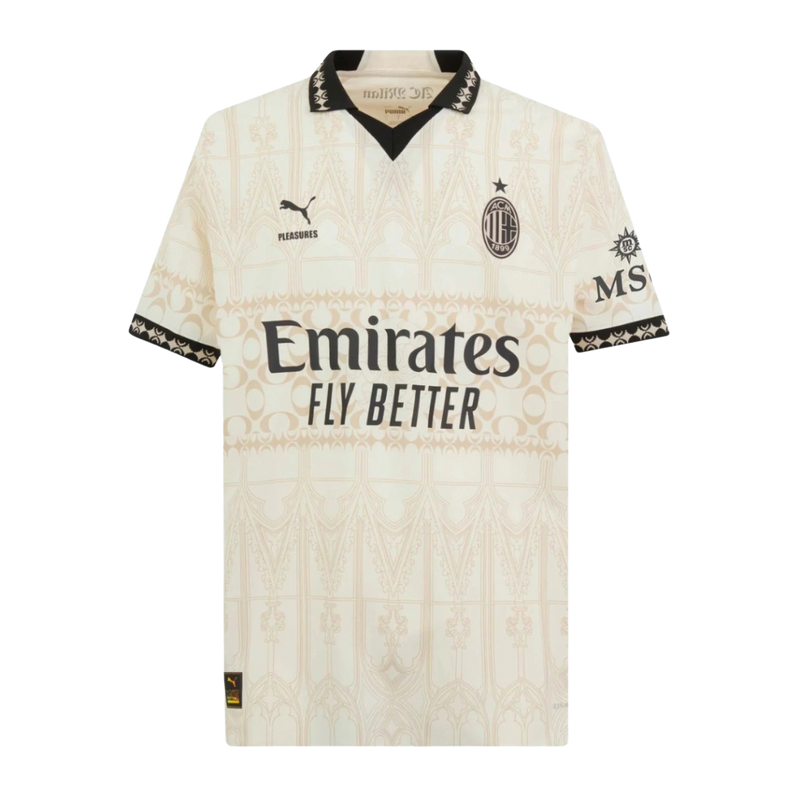 Camisa AC Milan Edição especial Goleiro 23/24 - Torcedor Puma Masculina - Bege com detalhes em preto