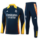 Conjunto Real Madrid Treino 24/25 - Masculino Adidas -  Azul Royal (gola amarela)