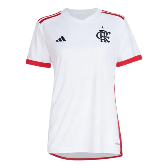 Camisa Flamengo II 24/25 - Torcedor Adidas Feminina - Branca com detalhes em vermelho