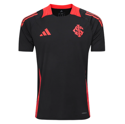 Camisa Internacional Treino 25/26 - Torcedor Adidas Masculina - Preta com detalhes em vermelho