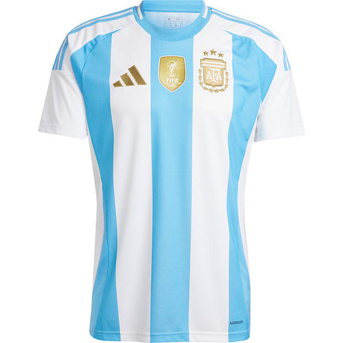 Camisa Seleção da Argentina I 24/25 - Torcedor Adidas Masculina - Azul e branca com detalhes em dourado