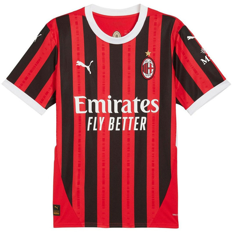 Camisa AC Milan I 24/25 - Torcedor Puma Masculina - Vermelha e preta com detalhes em branco