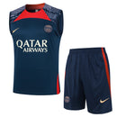 Conjunto Paris Saint-Germain Treino Camisa Regata + short 24/25 - Masculino Nike - azul royal (gola vermelha)