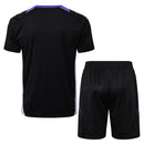 Conjunto Real Madrid Treino Camisa manga curta + short 25/26 - Masculino Adidas - preto (gola roxa)