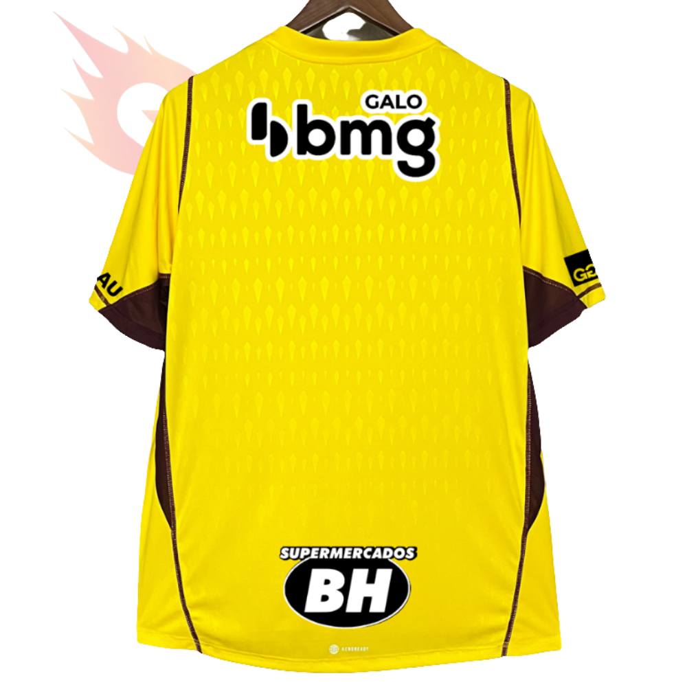 Camisa Atlético Mineiro 24/25 Goleiro - Amarelo - Todos os Patrocínios - Versão Torcedor
