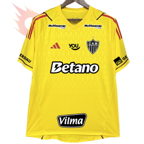 Camisa Atlético Mineiro 24/25 Goleiro - Amarelo - Todos os Patrocínios - Versão Torcedor