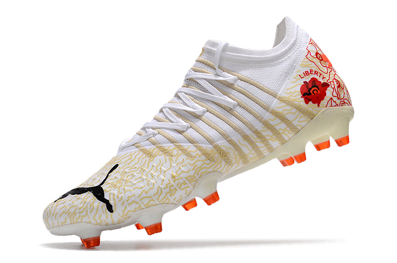 Chuteira de Campo Puma Future Z 1.3 Teazer FG - Branco/Laranja
