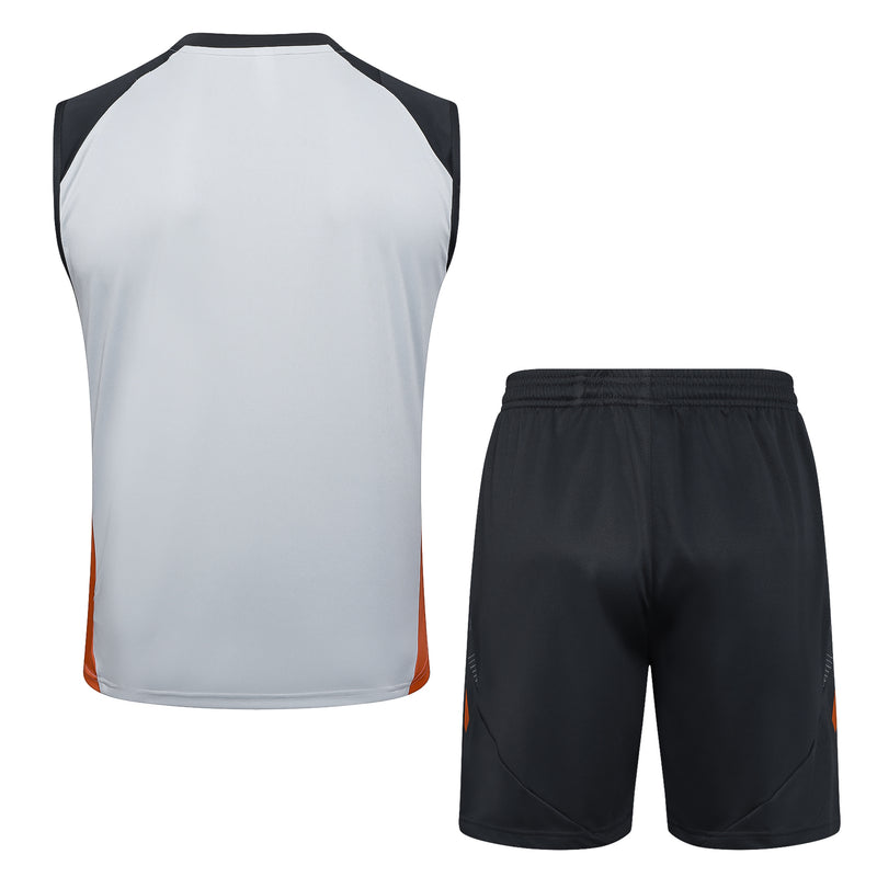 Benfica Training Set Tank Top Shirt + Shorts 24/25 - Men's Adidas - Gray Black Orange and Red
