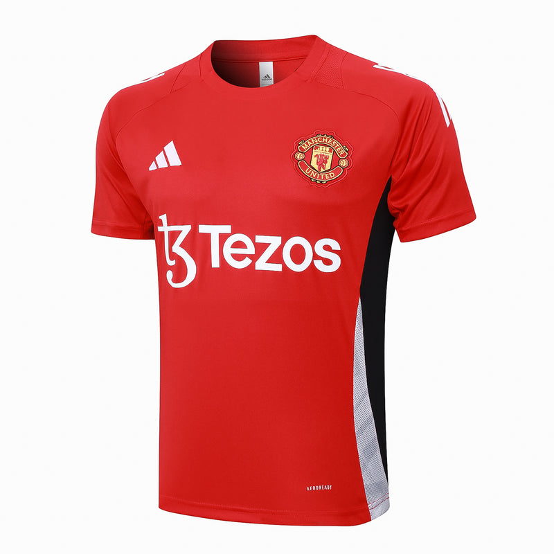 Conjunto Manchester United Treino Camisa manga curta + short 24/25 - Masculino Adidas - Vermelho