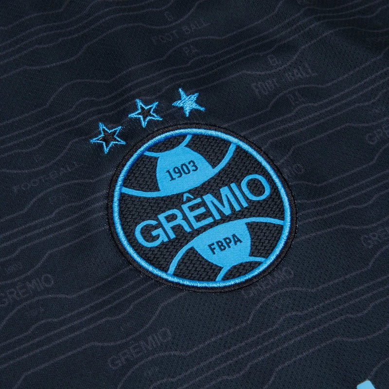 Camisa Grêmio III 23/24 - Torcedor Umbro Feminina - Preta com detalhes em azul