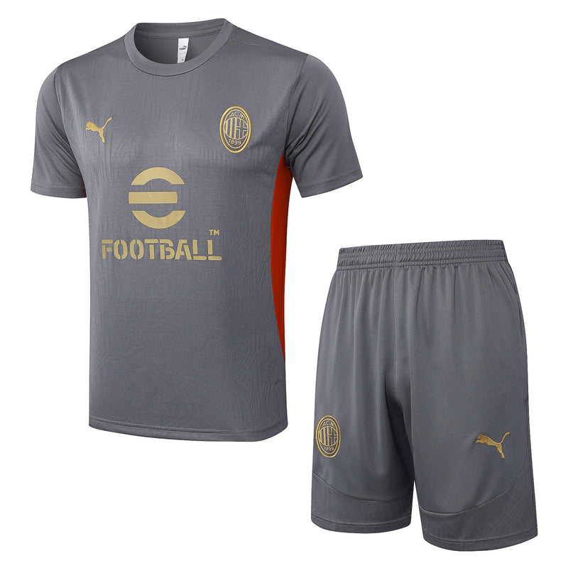 Milan Training Set Short Sleeve Shirt + Shorts 24/25 - Men's Puma - Gray