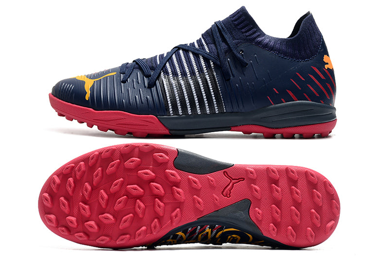 Chuteiras de futebol Puma Future Z TF/MG - Azul Escuro/Vemelho