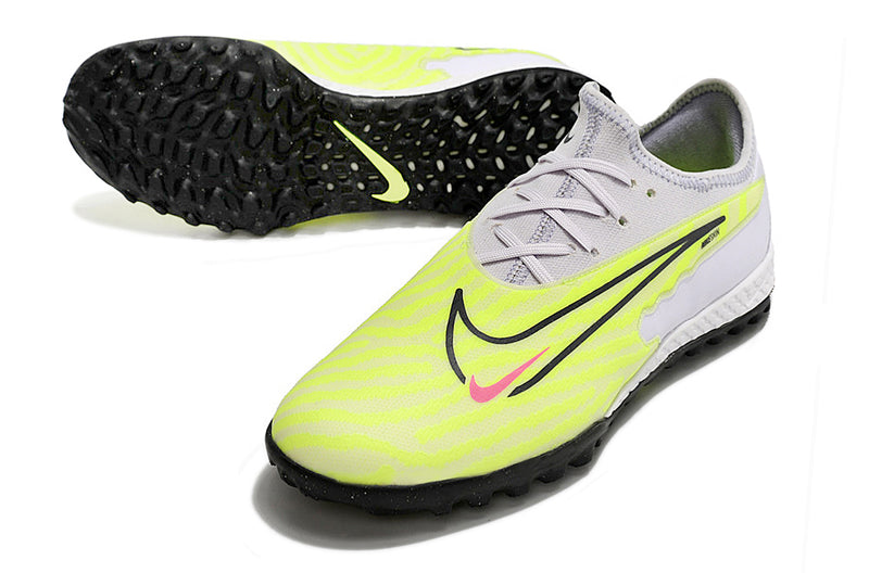Chuteira de Campo Nike React Phantom GX Pro TF - Branco/Amarelo