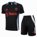 Conjunto Manchester United Treino Camisa manga curta + short 24/25 - Masculino Adidas - Preto