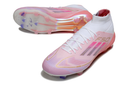 Chuteira de Campo Adidas F50 Elite Mid Cano Alto FG - Branco e rosa