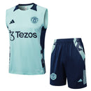 Conjunto Manchester United Treino Camisa Regata + short 24/25 - Masculino Adidas - Verde claro