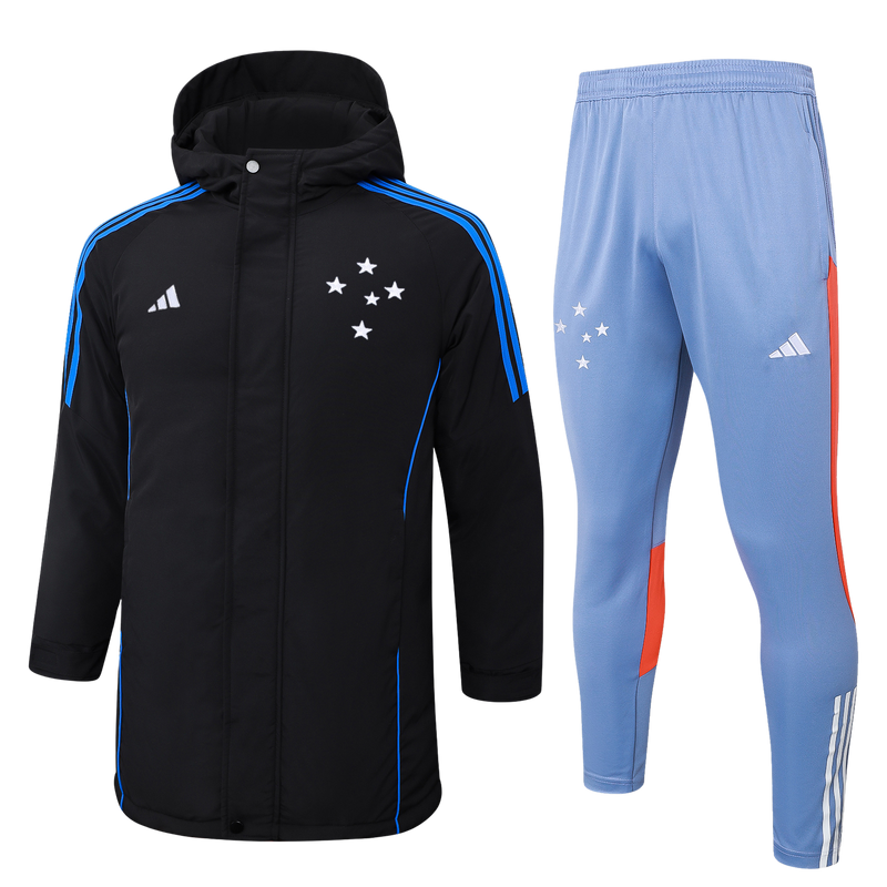 Casaco de algodão Cruzeiro + calça 24/25 Adidas - Branco - Preto - Azul