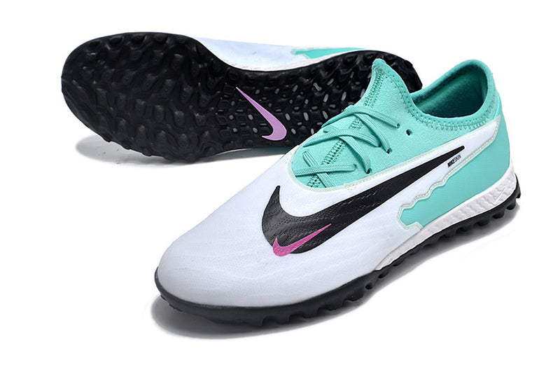Chuteira de Campo Nike React Phantom GX Pro TF - Branco/verde agua