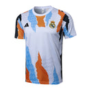Conjunto Real Madrid Treino Camisa + short 24/25 - Masculino Adidas - Branco com detalhes em laranja e azul