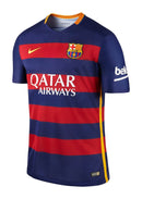 Camisa Retrô Barcelona I 15/16 - Masculina Nike - Azul com detalhes em vermelho e amarelo
