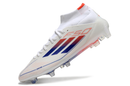 Chuteira de Campo Adidas F50 Elite Mid Cano Alto FG - Branco e Azul