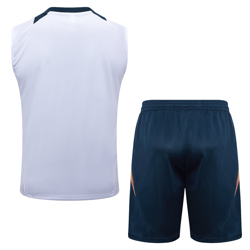 Conjunto Real Madrid Treino Camisa Regata + short 24/25 - Masculino adidas - branco (ombros brancos)
