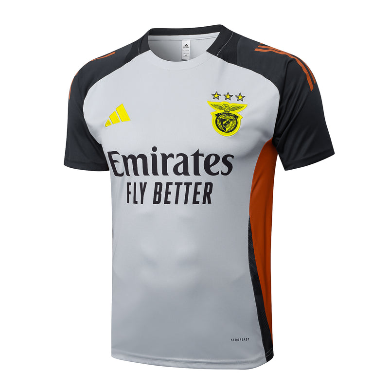 Conjunto Benfica Treino Camisa + short 24/25 - Masculino Adidas - Cinza Preto Laranja e Vermelho