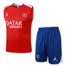 Conjunto Paris Saint-Germain Treino Camisa Regata + short 24/25 - Masculino Jordan - Vermelho e Azul