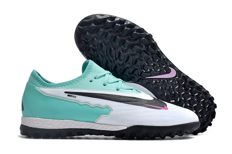 Chuteira de Campo Nike React Phantom GX Pro TF - Branco/verde agua
