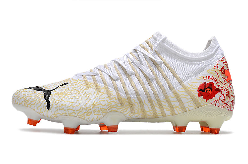 Chuteira de Campo Puma Future Z 1.3 Teazer FG - Branco/Laranja