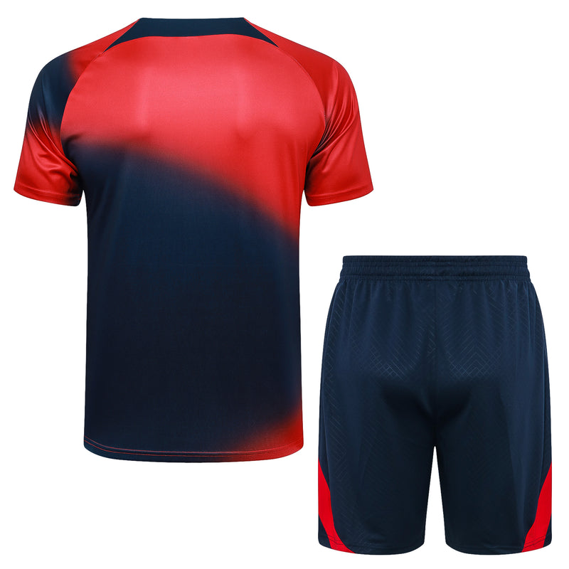 Paris Saint-Germain Training Set Short Sleeve Shirt + Shorts 24/25 - Men's Nike - Red/Royal Blue