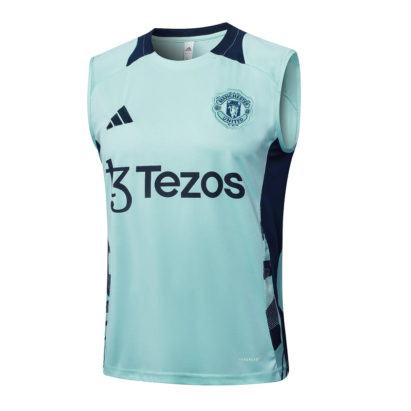 Conjunto Manchester United Treino Camisa Regata + short 24/25 - Masculino Adidas - Verde claro