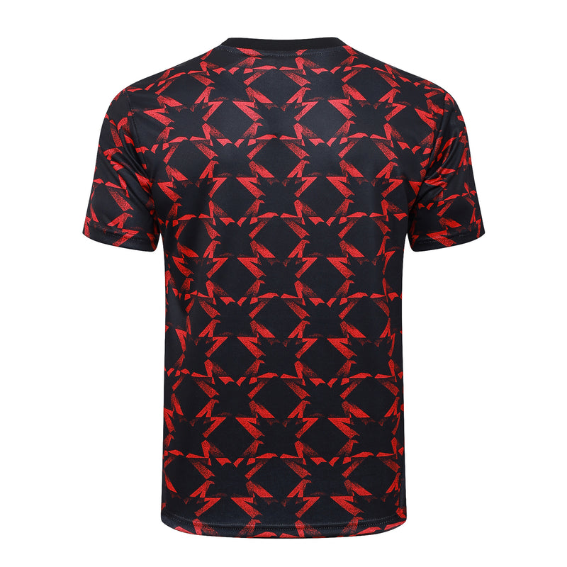 Conjunto Manchester United Treino Camisa manga curta + short 24/25 - Masculino Adidas - Preto e vermelho